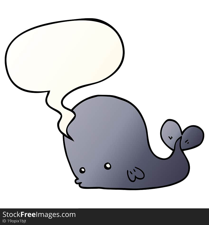 cartoon whale and speech bubble in smooth gradient style