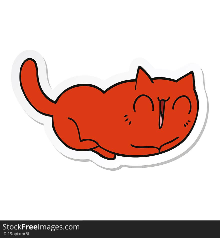 sticker of a happy cartoon cat