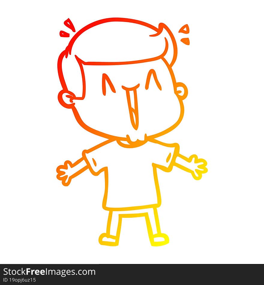 warm gradient line drawing cartoon excited man