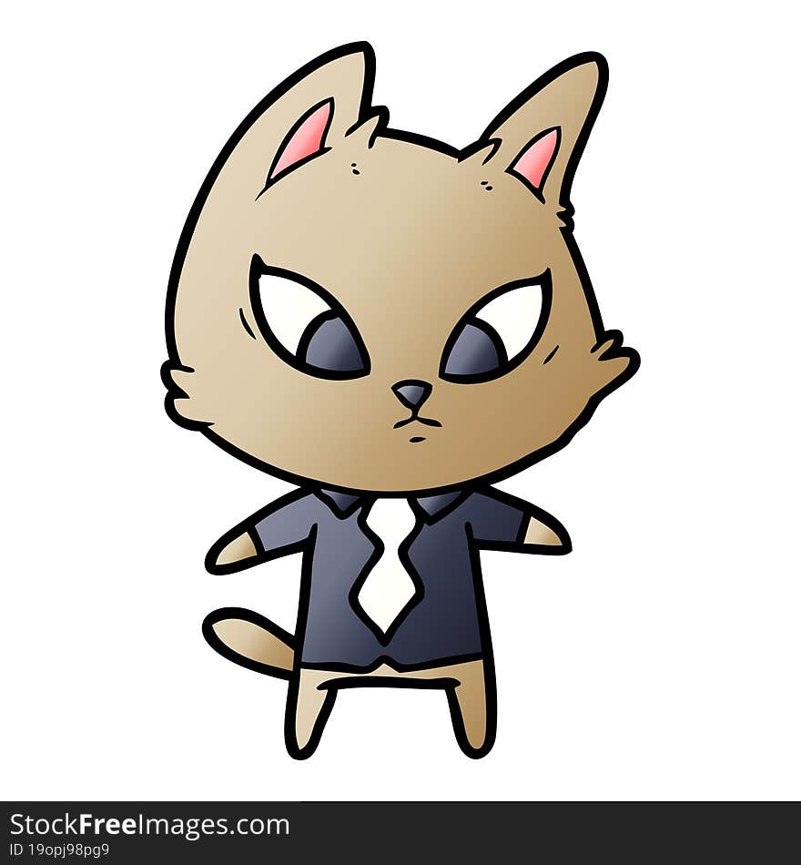 confused cartoon business cat. confused cartoon business cat