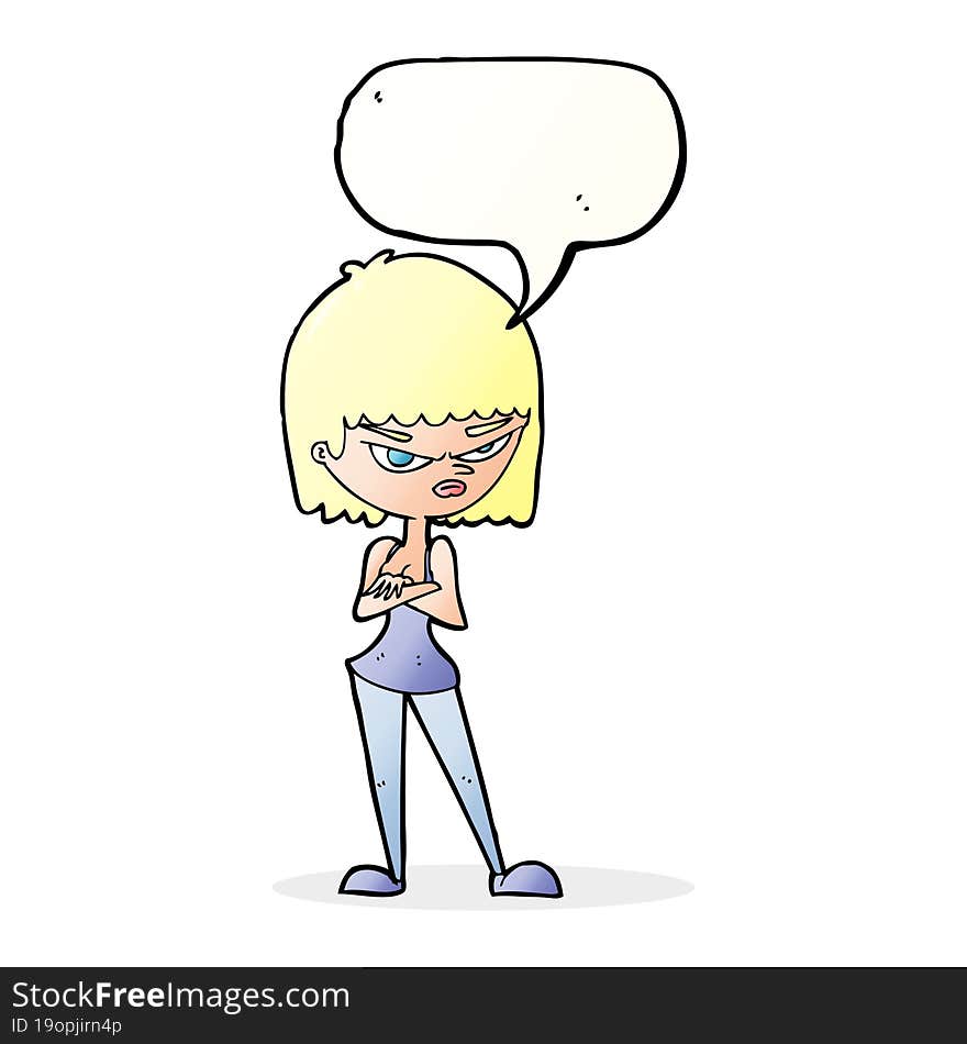 Cartoon Angry Woman With Speech Bubble