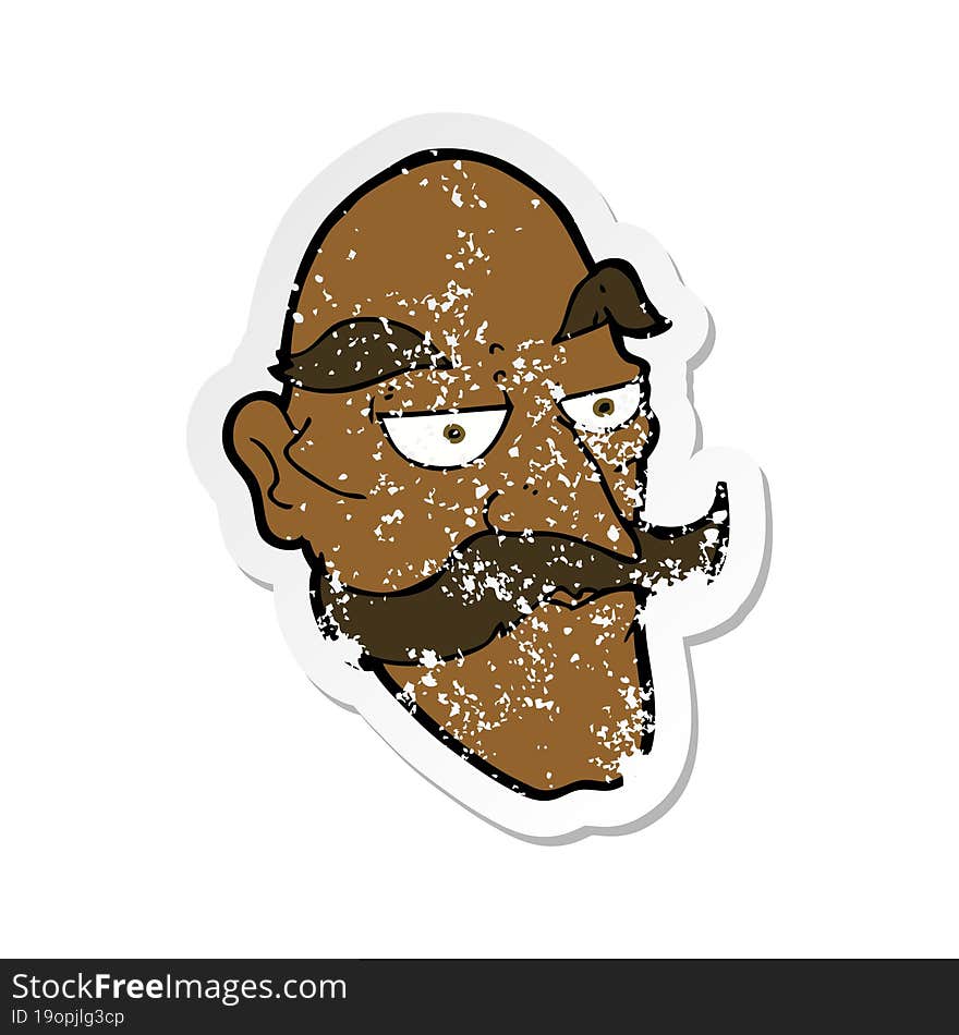 retro distressed sticker of a cartoon old man face