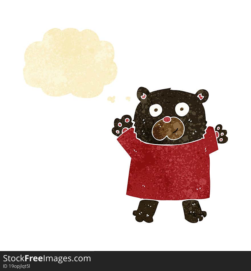 cartoon cute black bear with thought bubble