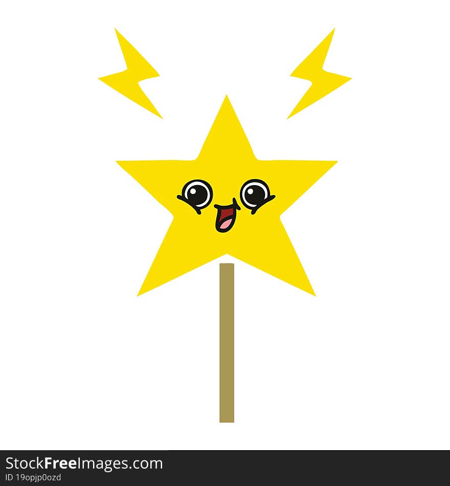 flat color retro cartoon magic wand