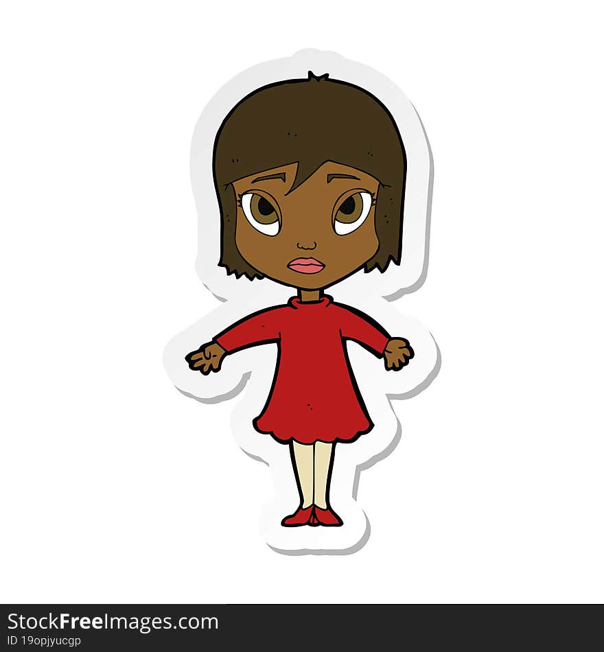 sticker of a cartoon girl in dress