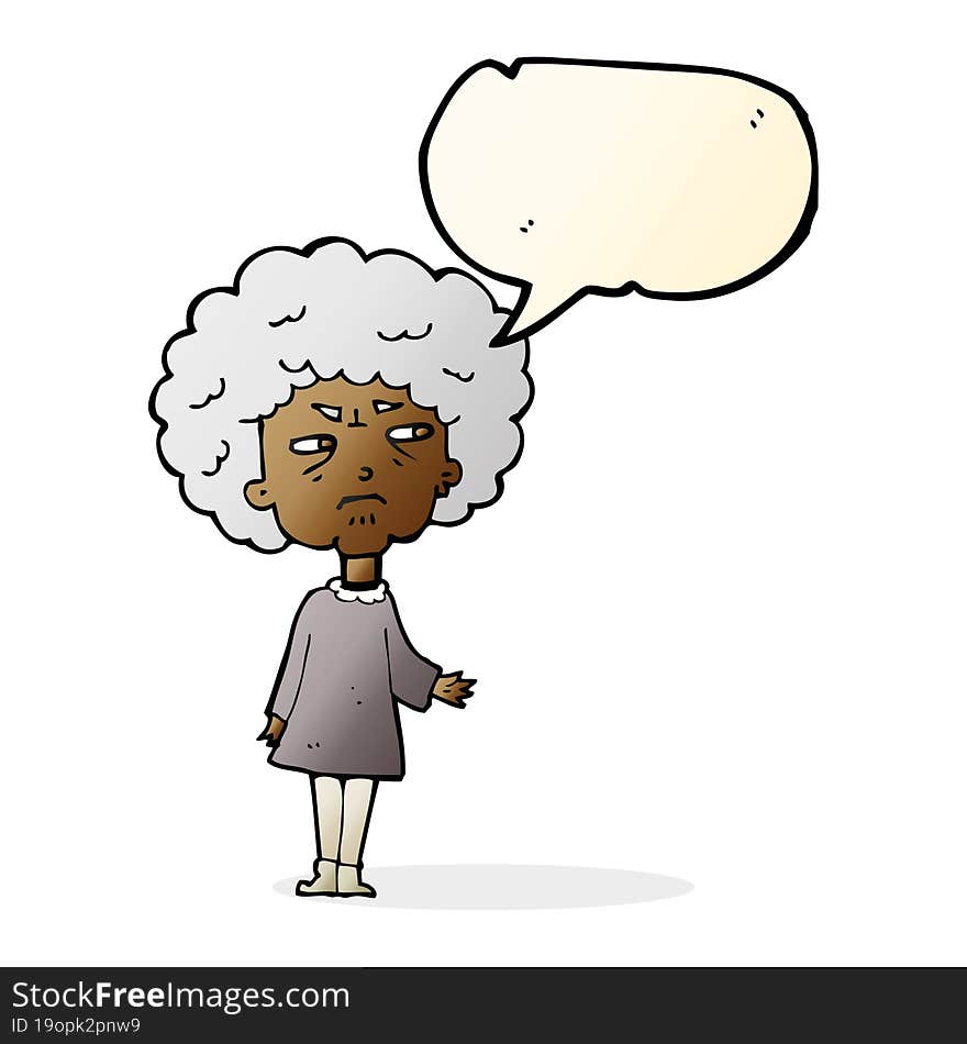 Cartoon Old Lady With Speech Bubble