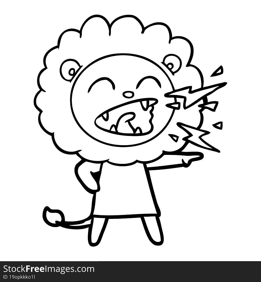 cartoon roaring lion girl. cartoon roaring lion girl