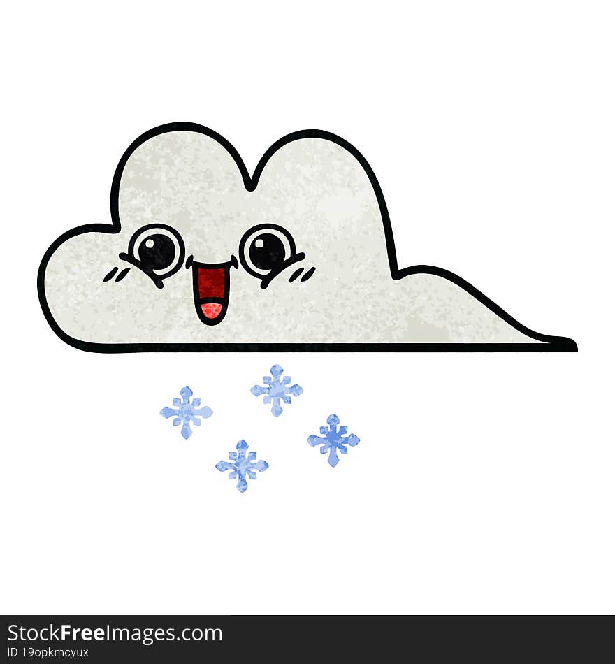 Retro Grunge Texture Cartoon Snow Cloud