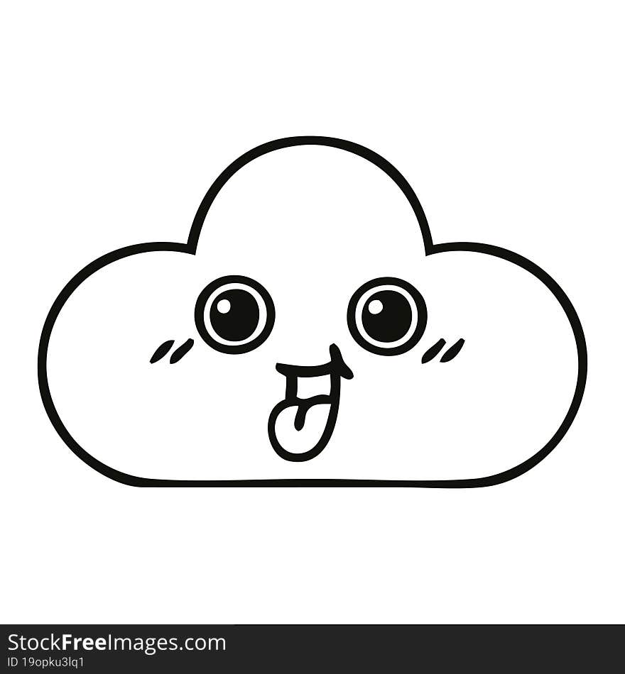 line drawing cartoon snow cloud