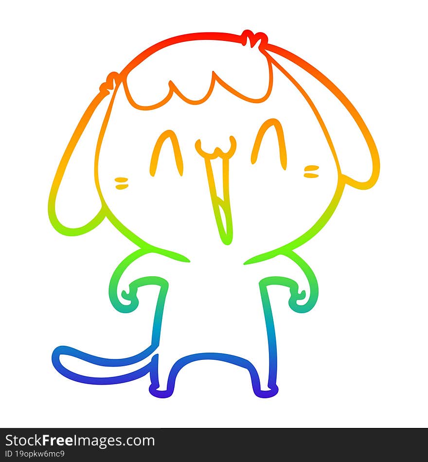 rainbow gradient line drawing of a cute cartoon dog