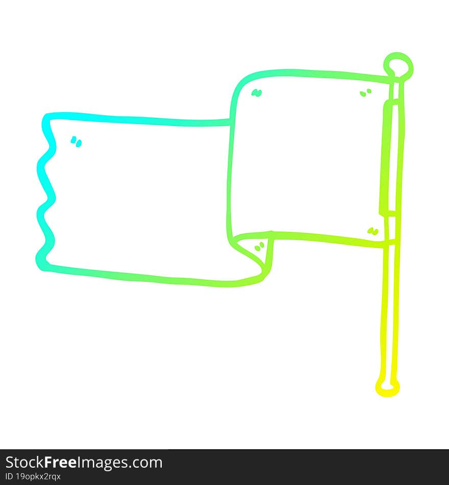 cold gradient line drawing cartoon red flag