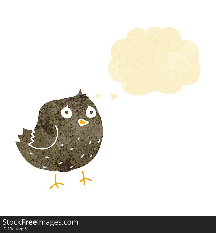 cartoon bird with thought bubble