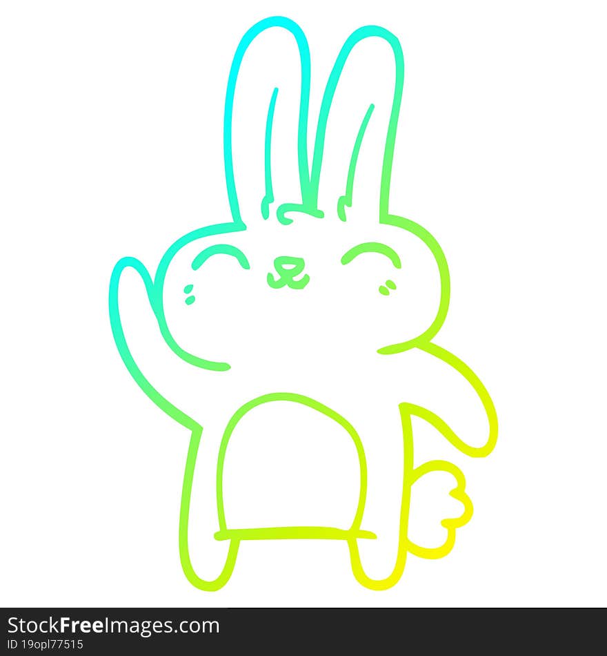 cold gradient line drawing cartoon happy rabbit