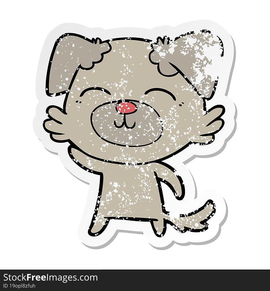 distressed sticker of a cartoon dog