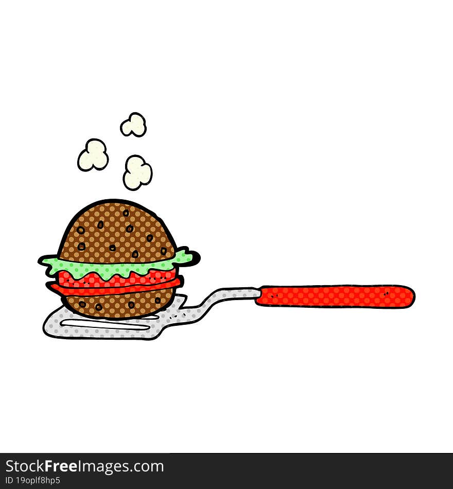 cartoon spatula with burger