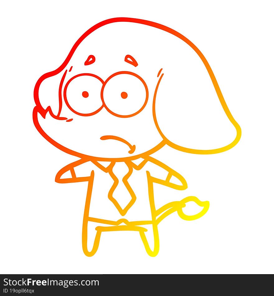 warm gradient line drawing cartoon unsure elephant in shirt and tie