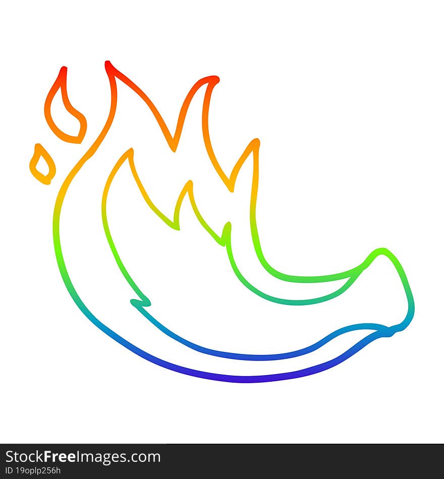 rainbow gradient line drawing of a cartoon gas flame