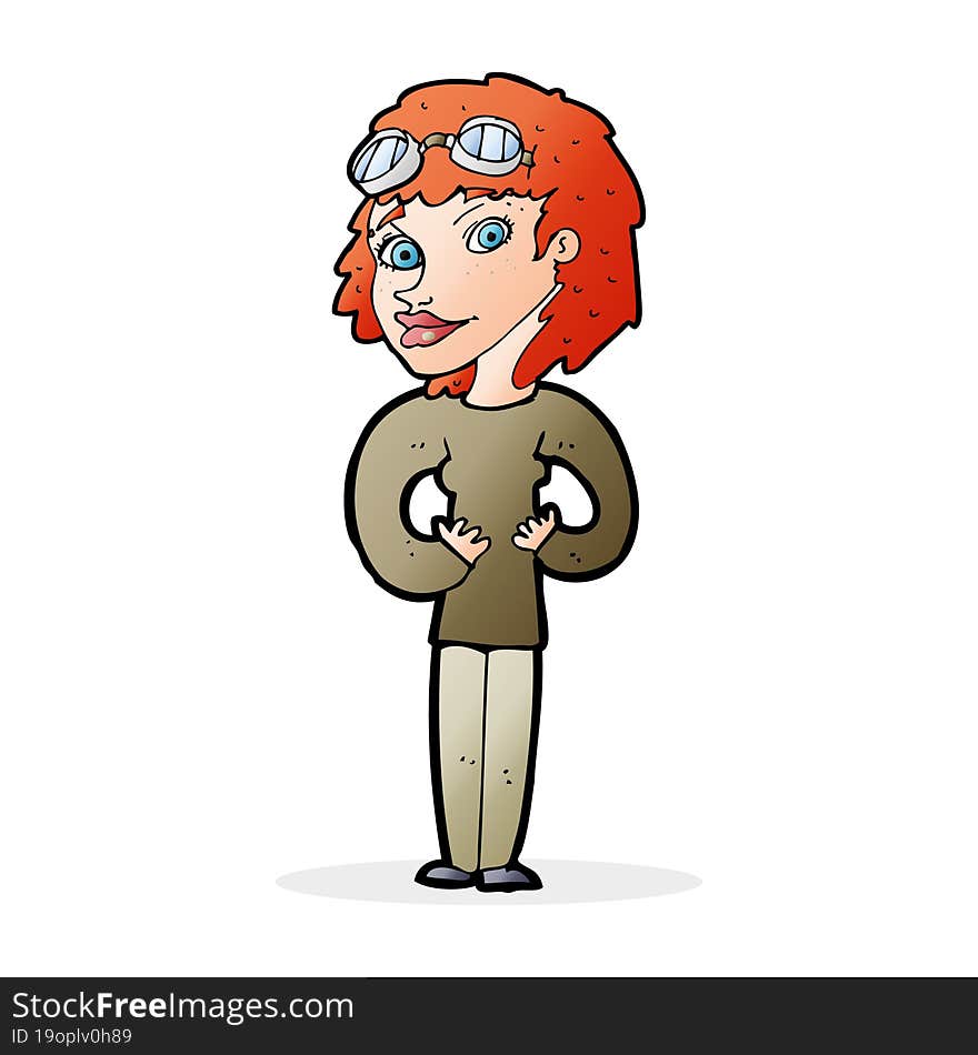 cartoon aviator woman