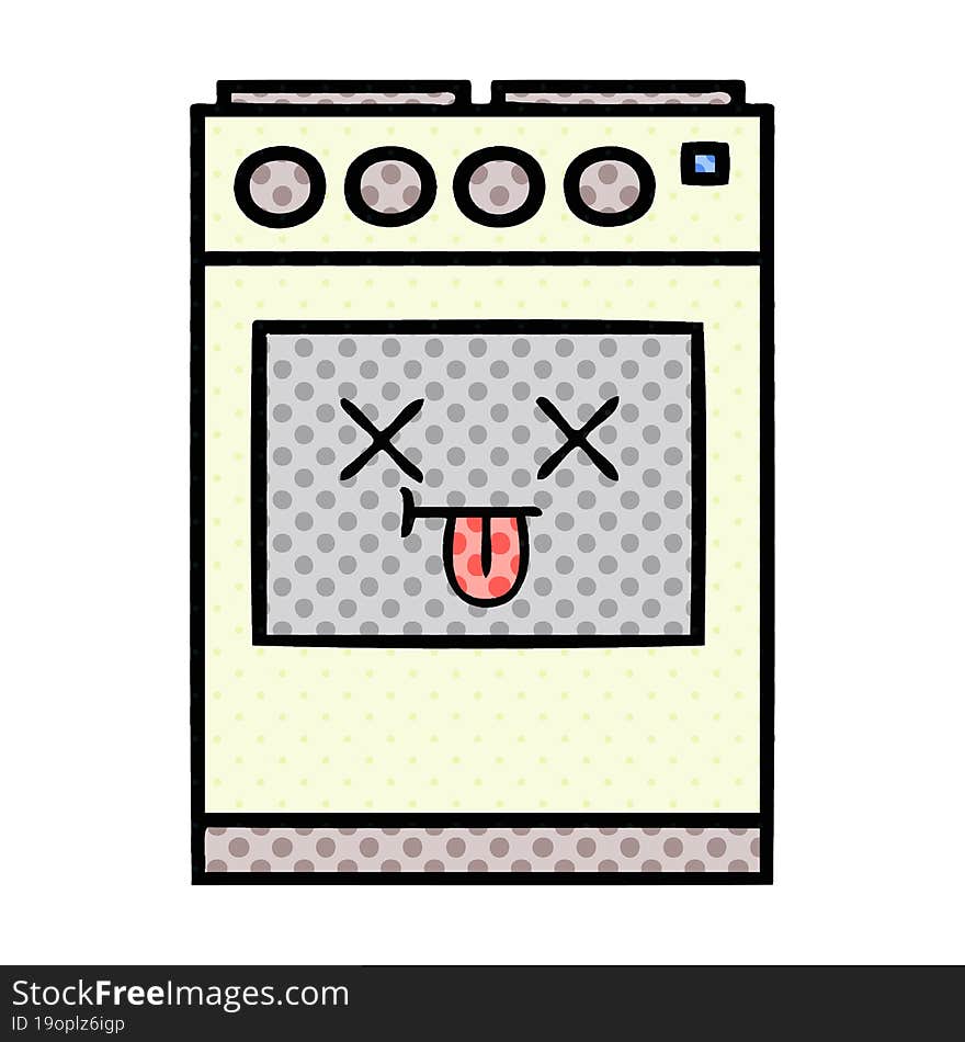 comic book style cartoon kitchen oven