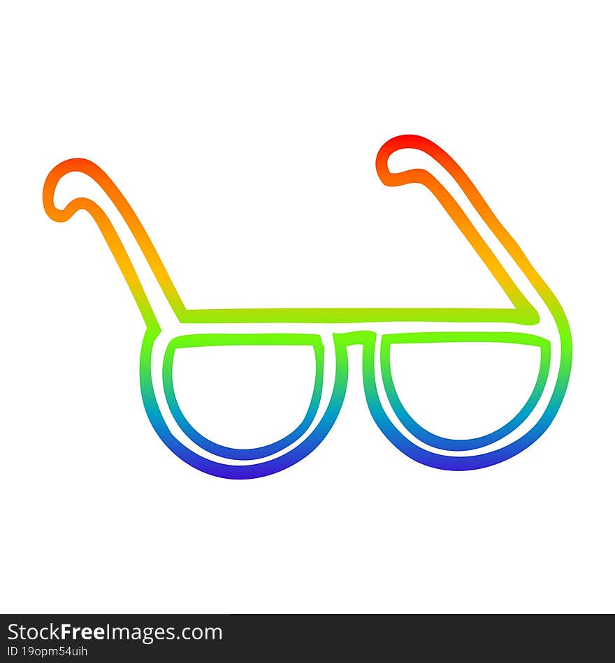 rainbow gradient line drawing cartoon sunglasses