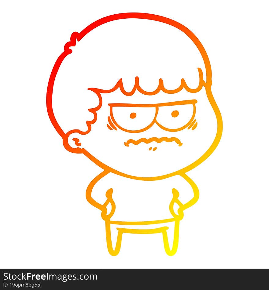 warm gradient line drawing cartoon annoyed man