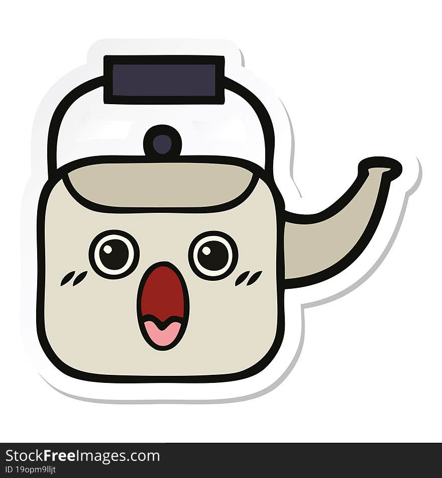 sticker of a cute cartoon kettle