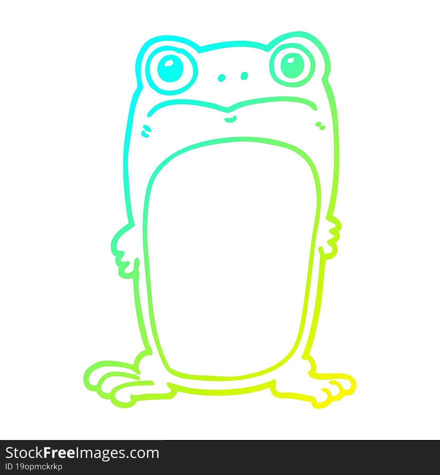 Cold Gradient Line Drawing Cartoon Staring Frog