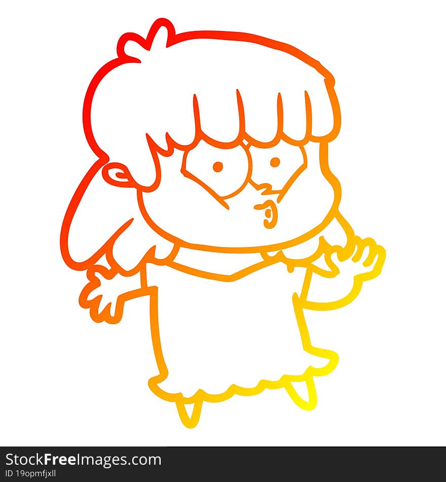 warm gradient line drawing cartoon whistling girl