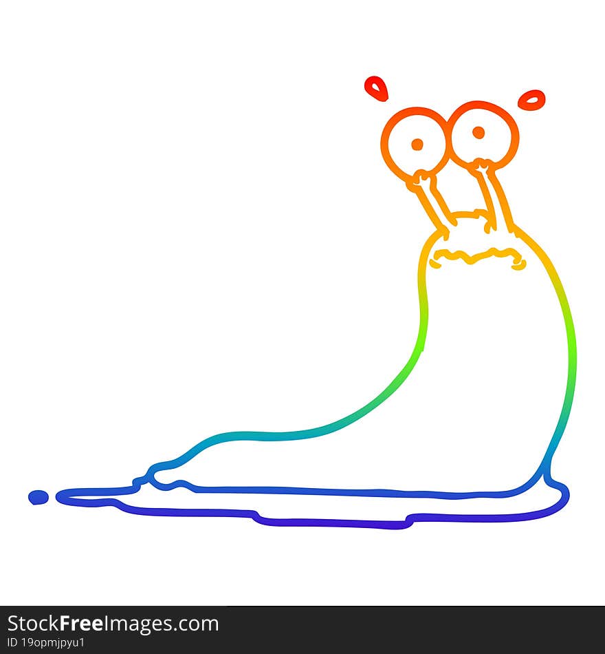 rainbow gradient line drawing cartoon slug