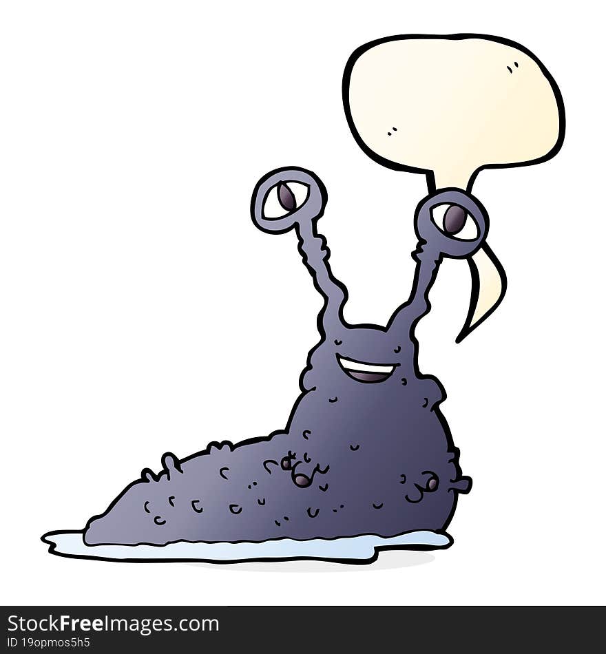 cartoon slug with speech bubble