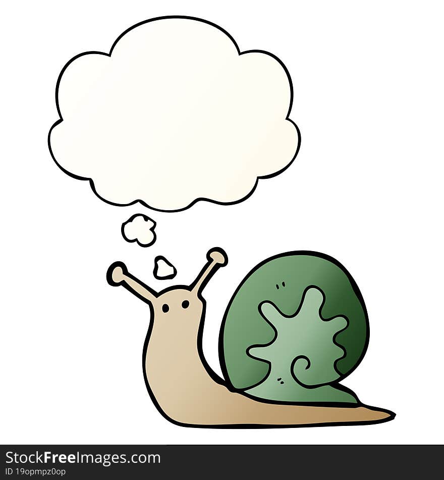 cartoon snail with thought bubble in smooth gradient style