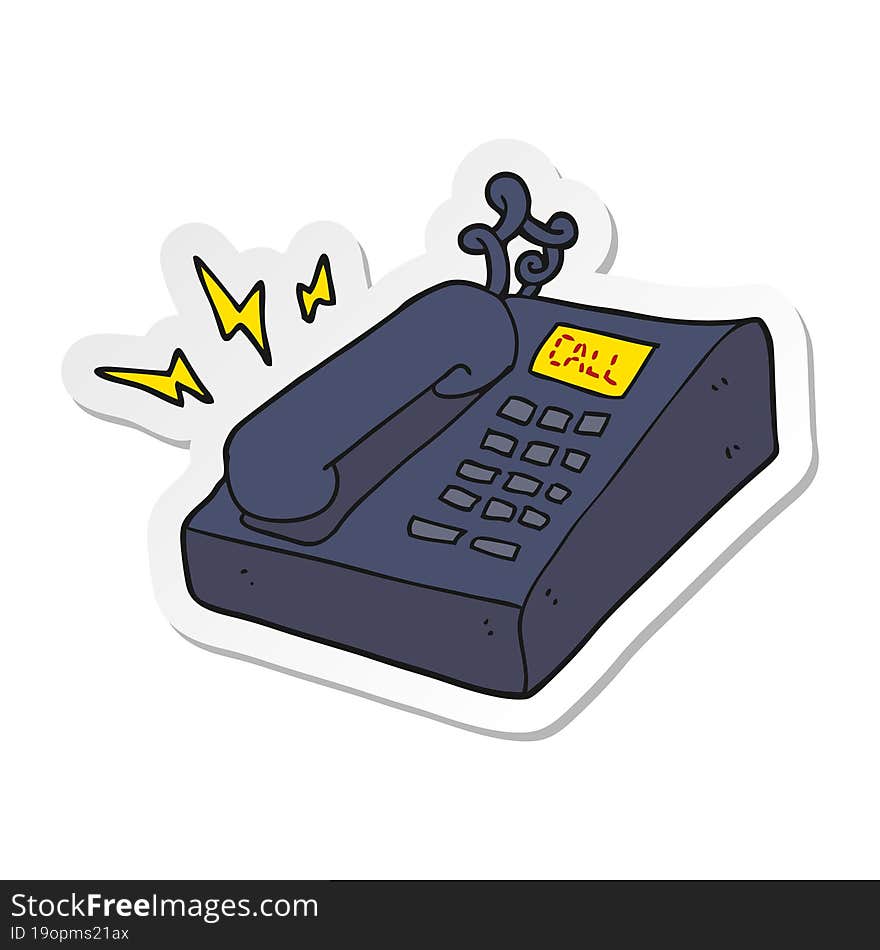 sticker of a cartoon office telephone