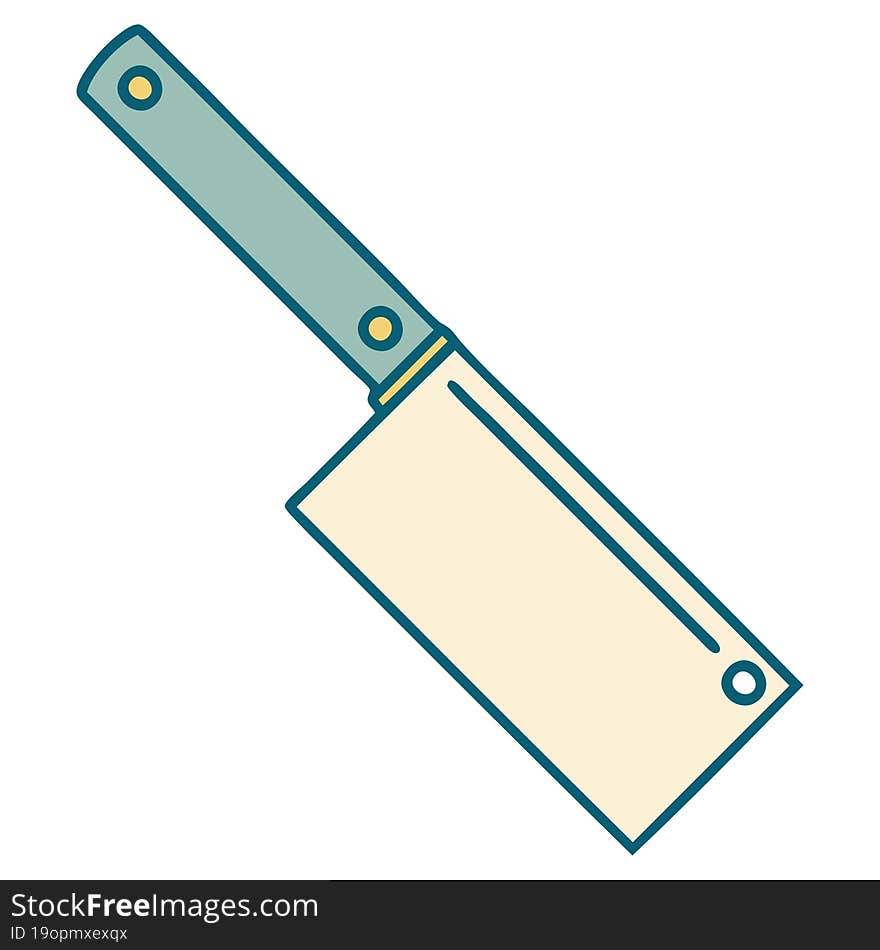 tattoo style icon of a meat cleaver