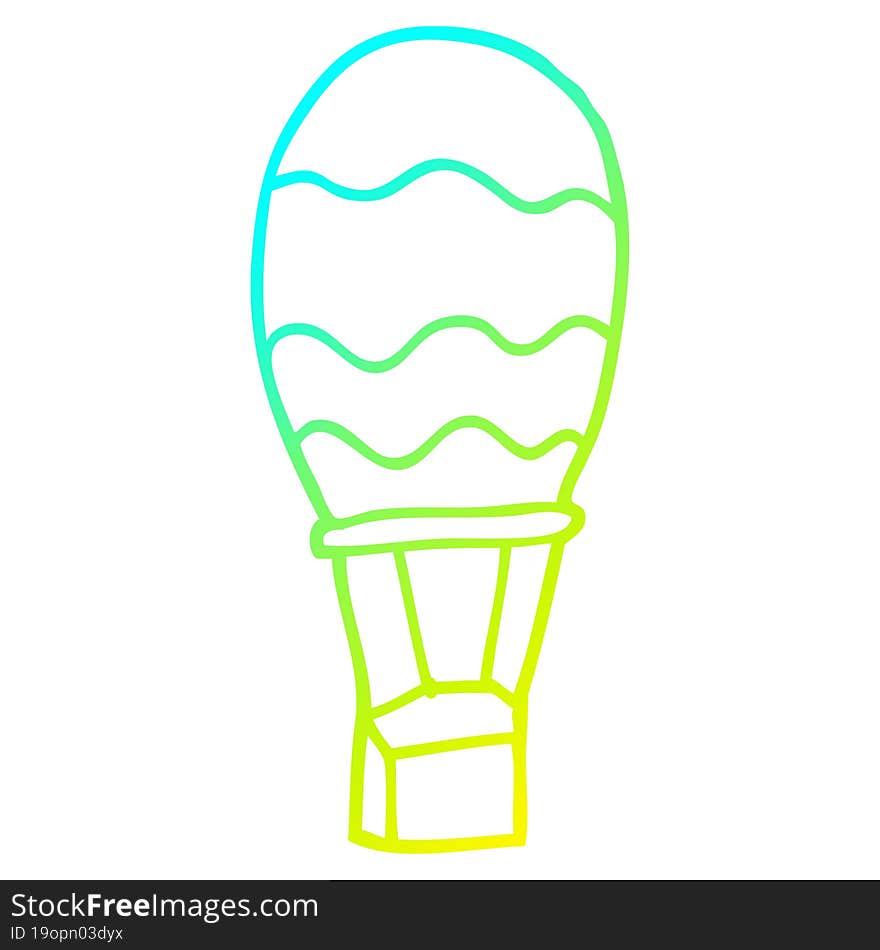 cold gradient line drawing of a cartoon hot air balloon