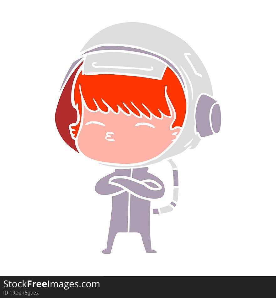 flat color style cartoon curious astronaut