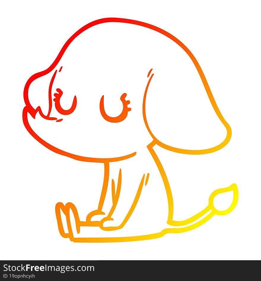 warm gradient line drawing cute cartoon elephant