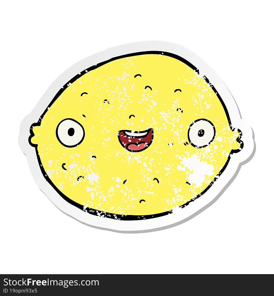 Distressed Sticker Of A Cartoon Lemon