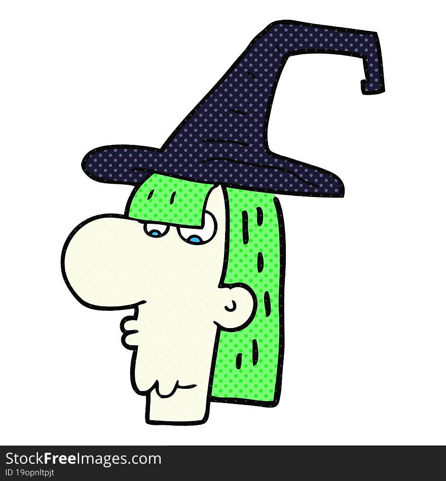 freehand drawn cartoon witch head