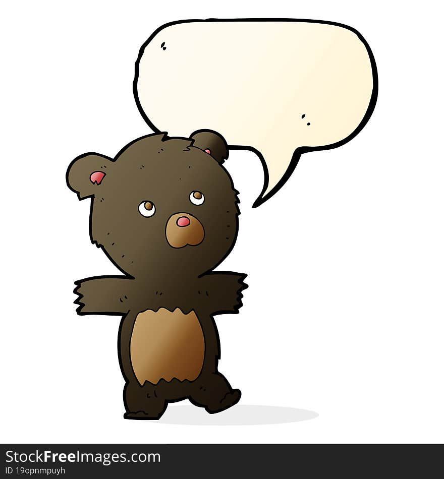 cartoon cute black bear with speech bubble