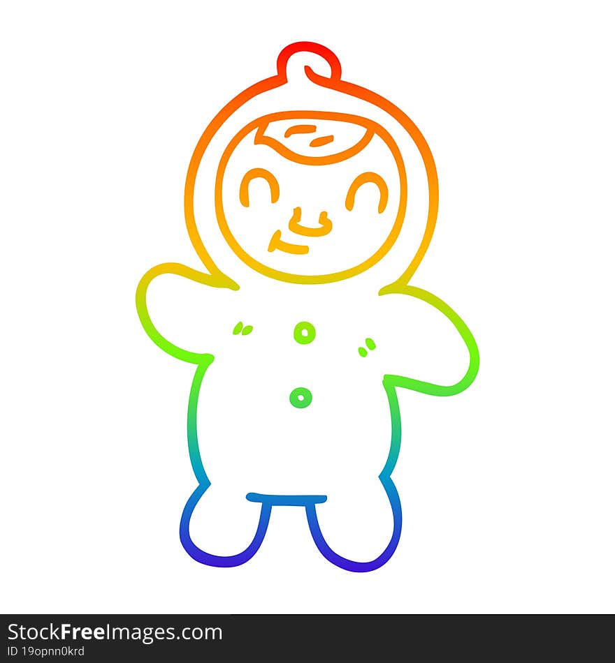 rainbow gradient line drawing of a cartoon human baby