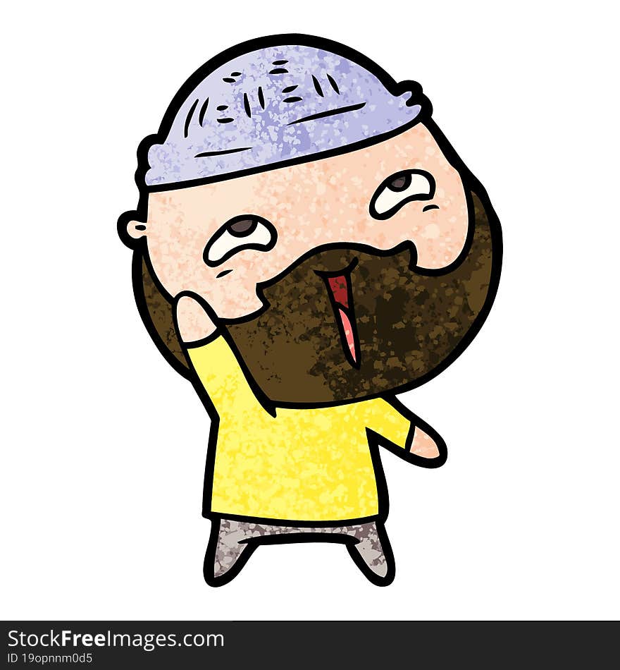 cartoon happy bearded man. cartoon happy bearded man