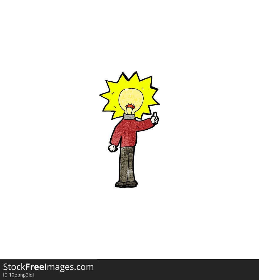 Cartoon Man With Light Bulb For Head