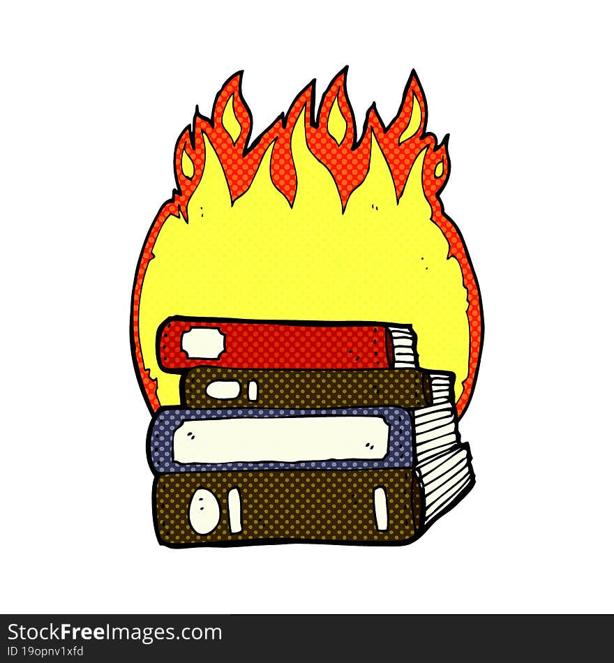 cartoon burning books