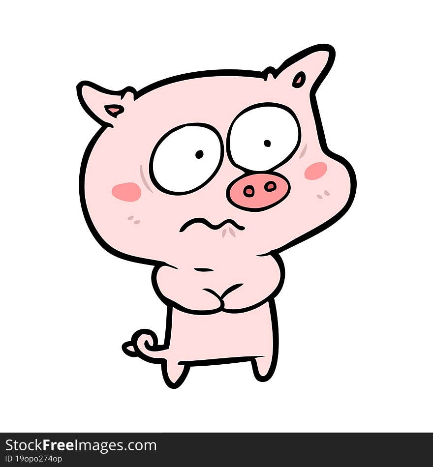 cartoon nervous pig. cartoon nervous pig