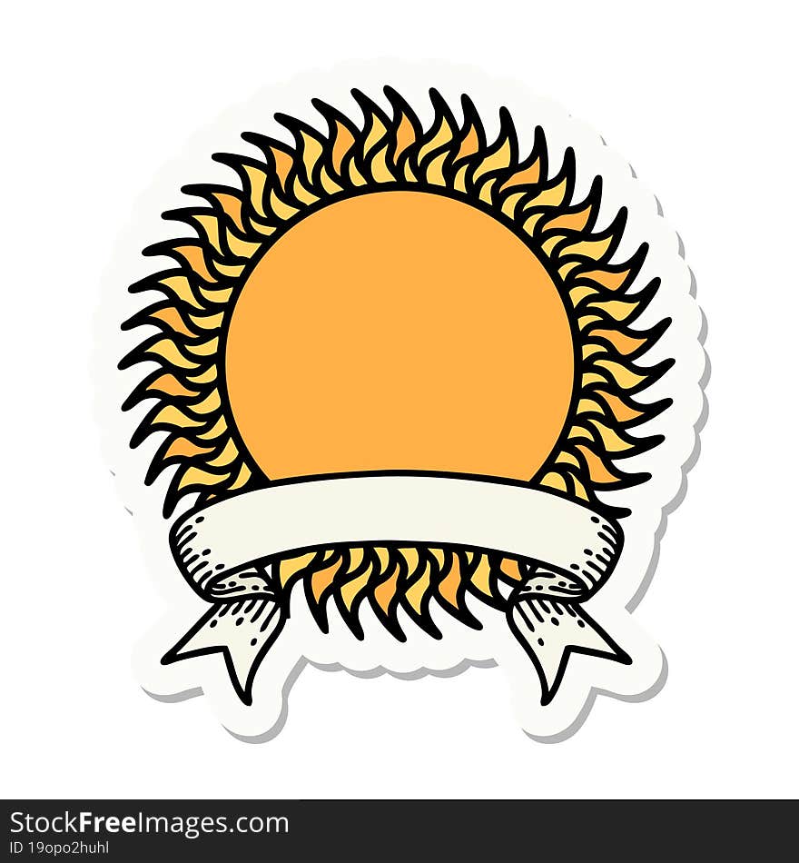 tattoo sticker with banner of a sun