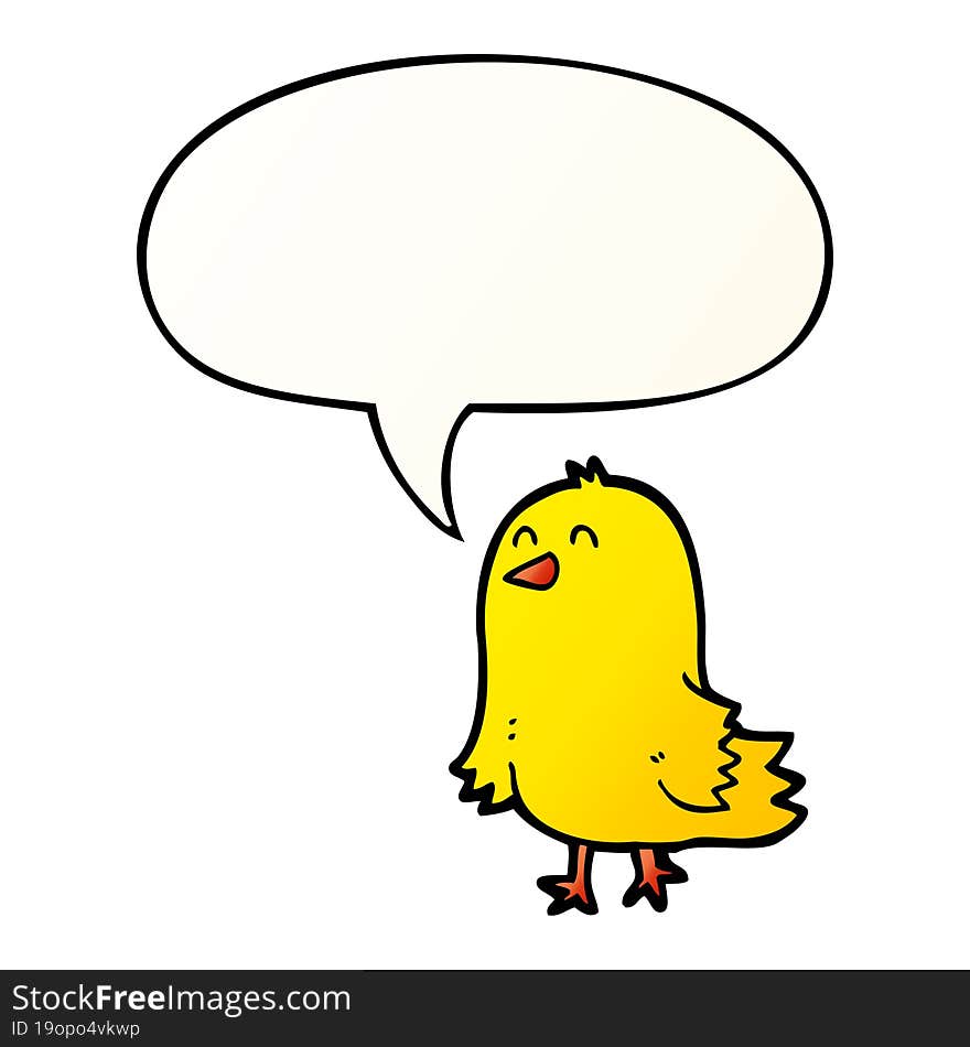 cartoon bird and speech bubble in smooth gradient style