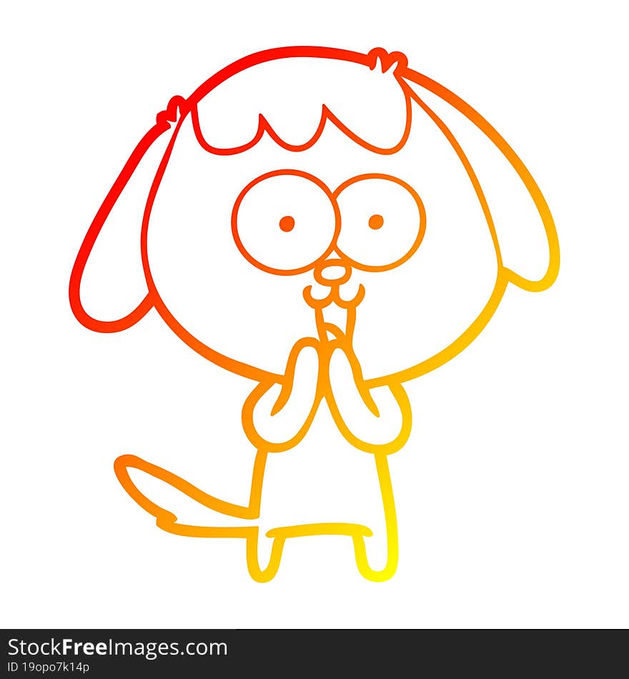 warm gradient line drawing cute cartoon dog