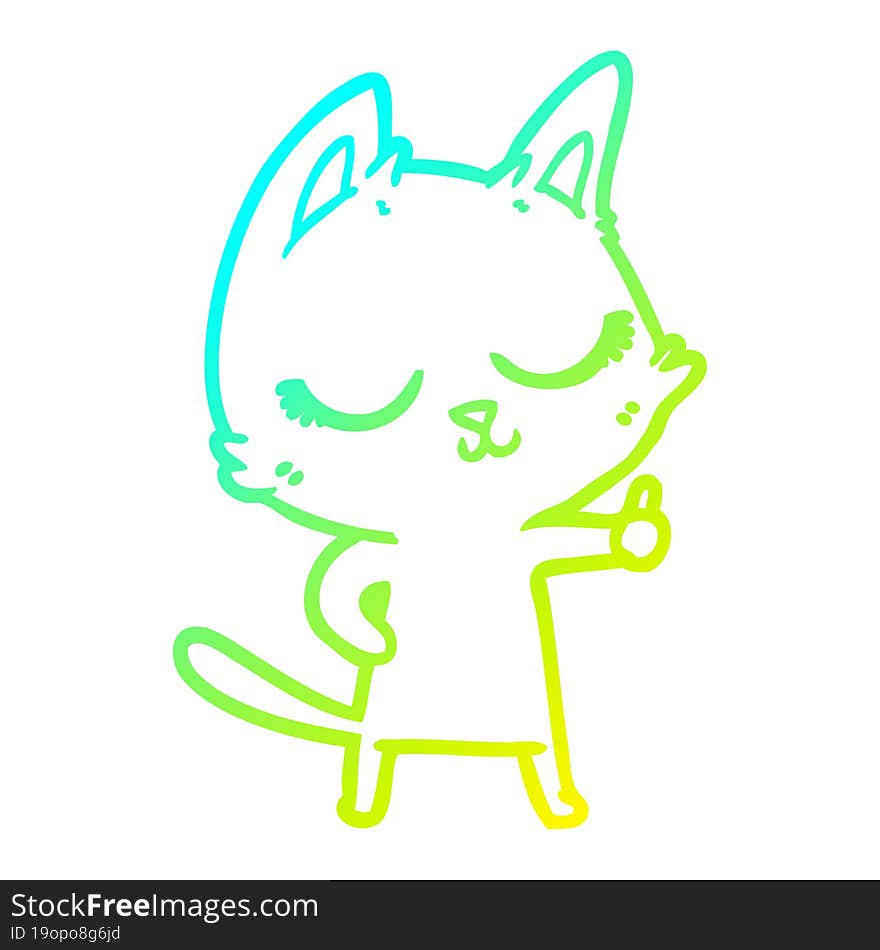 cold gradient line drawing calm cartoon cat