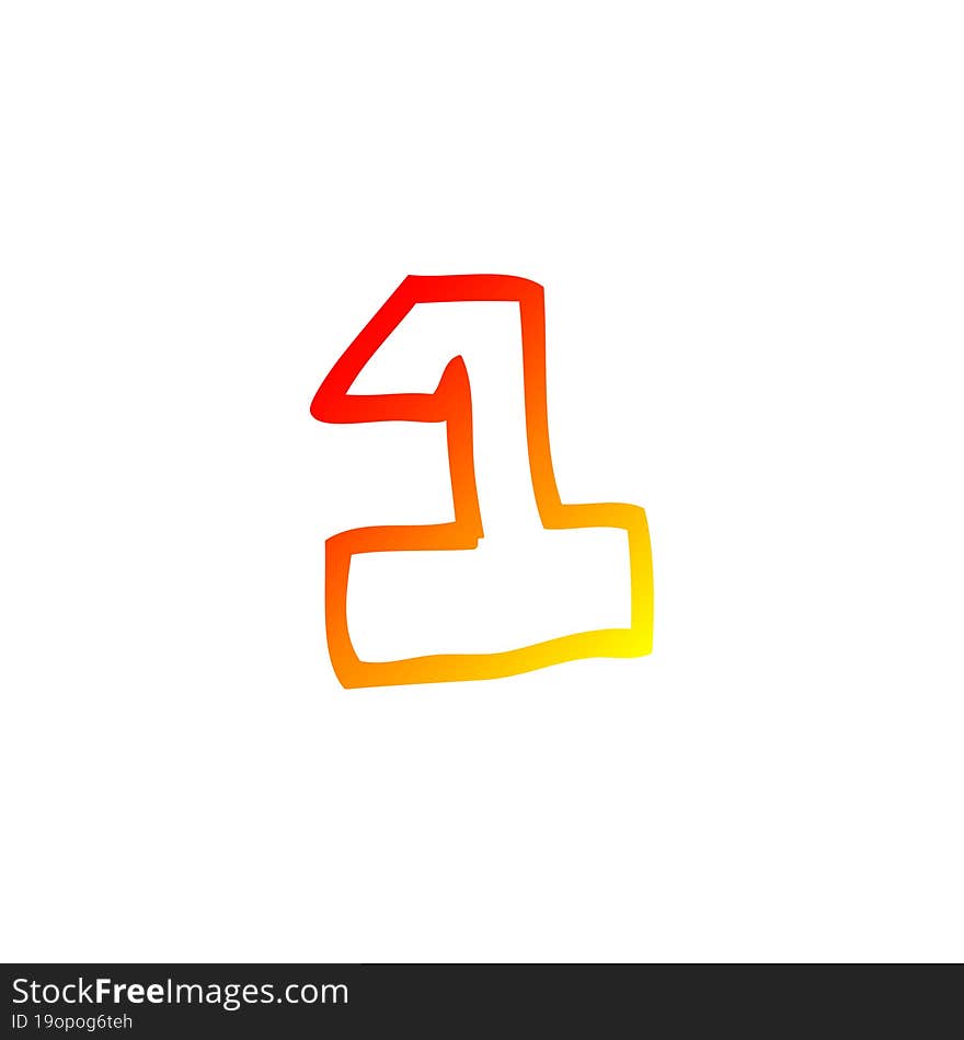 warm gradient line drawing of a cartoon number 1