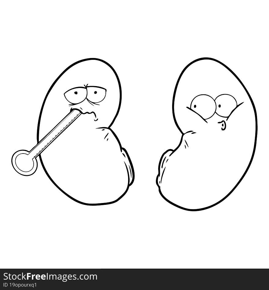 cartoon unhealthy kidney. cartoon unhealthy kidney